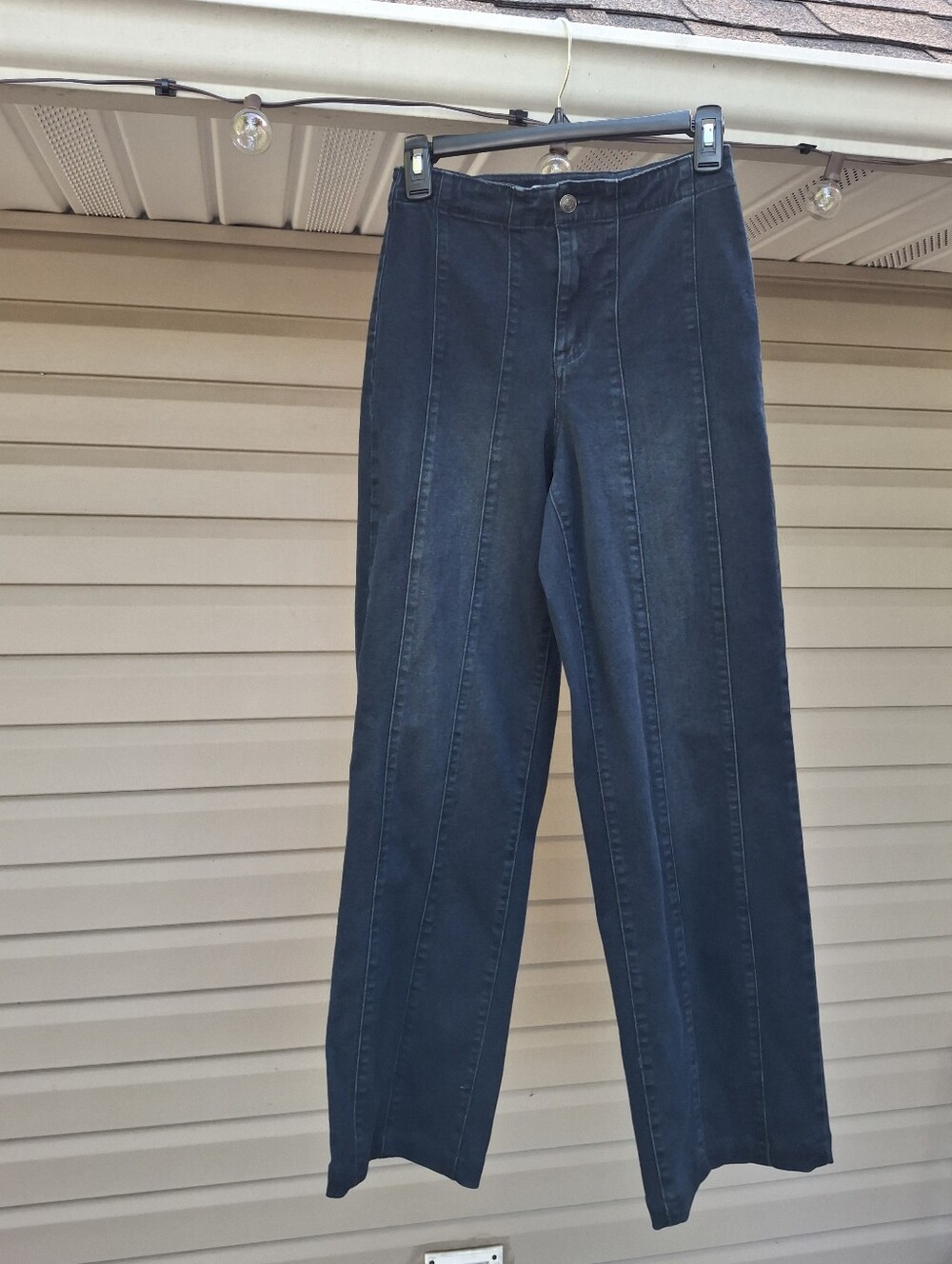 Dark Blue /black Wide Leg  Jeans with High Waist